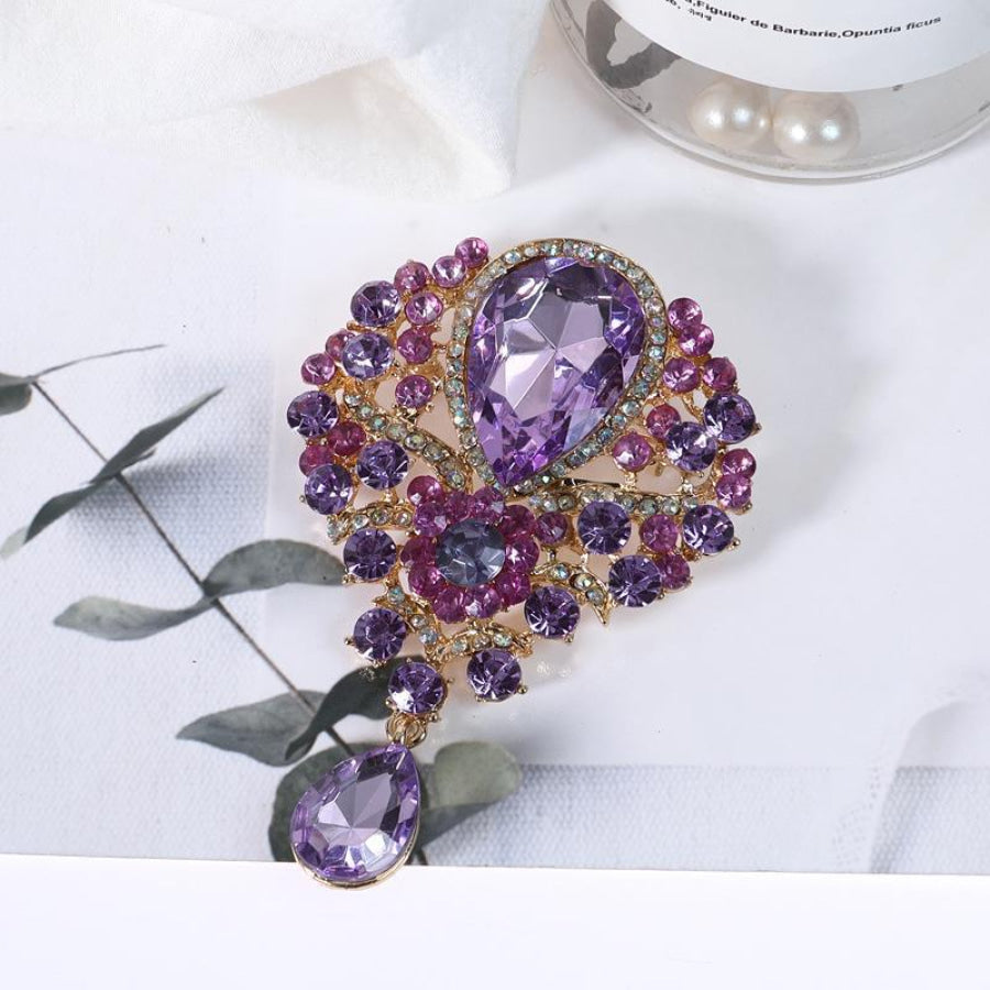 Alloy Rhinestone Teardrop Brooch Apparel and Accessories