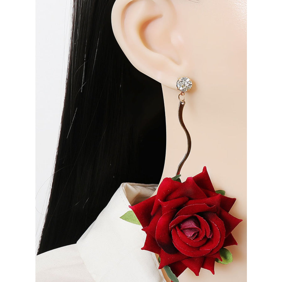 Alloy Rose Dangle Earrings Apparel and Accessories