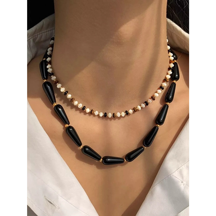 Alloy Teardrop Adjustable Necklace Black / ONESIZE Apparel and Accessories