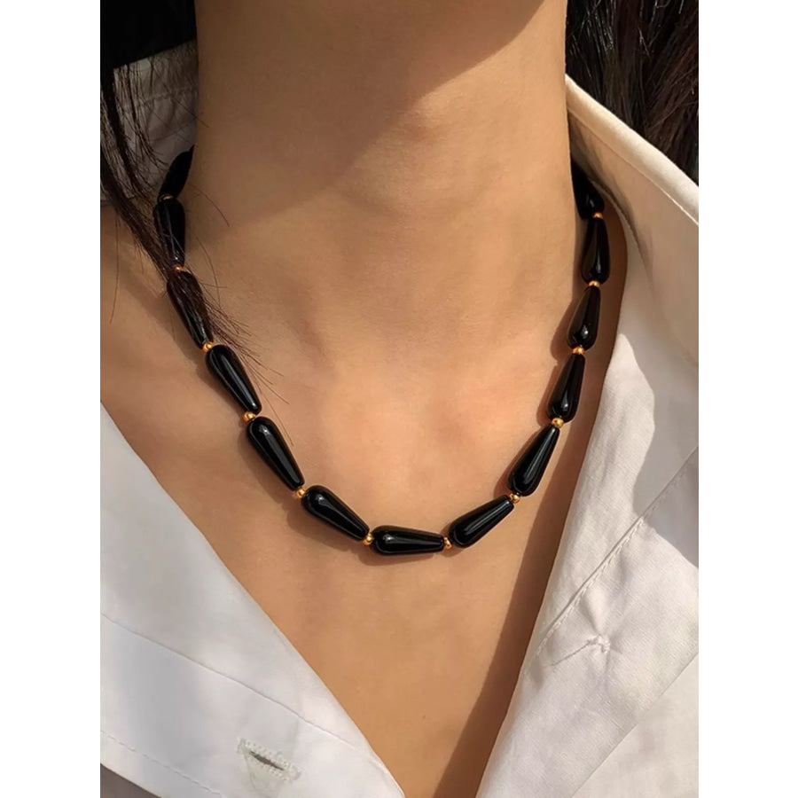 Alloy Teardrop Adjustable Necklace Black / ONESIZE Apparel and Accessories
