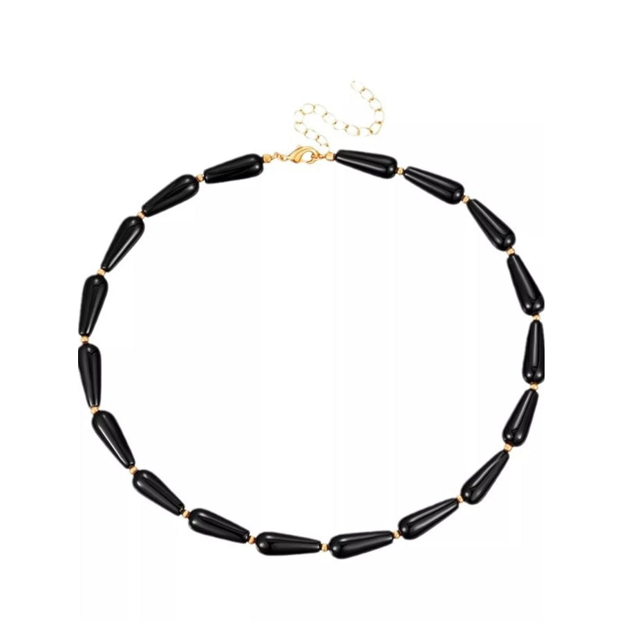 Alloy Teardrop Adjustable Necklace Black / ONESIZE Apparel and Accessories