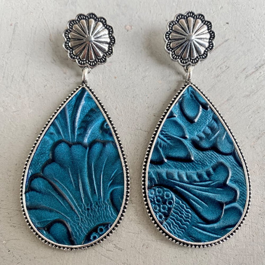 Alloy Teardrop Earrings Peacock Blue / One Size