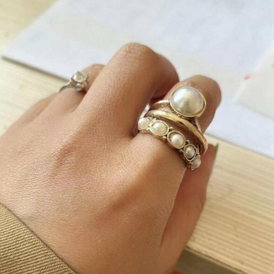 Alloy Three-Layered Open Ring Gold / One Size Apparel and Accessories