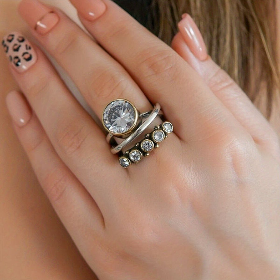 Alloy Three-Layered Open Ring Rhinestone / One Size Apparel and Accessories