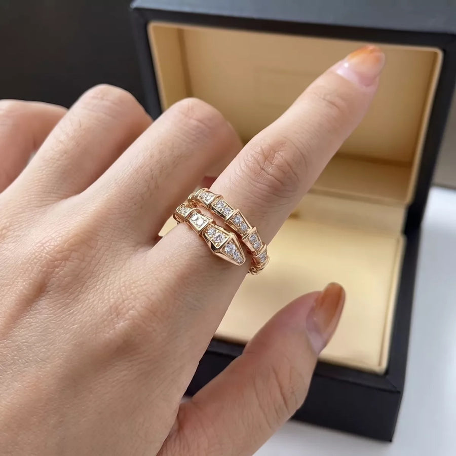 Alloy Zircon Bypass Ring Gold / onesize Apparel and Accessories