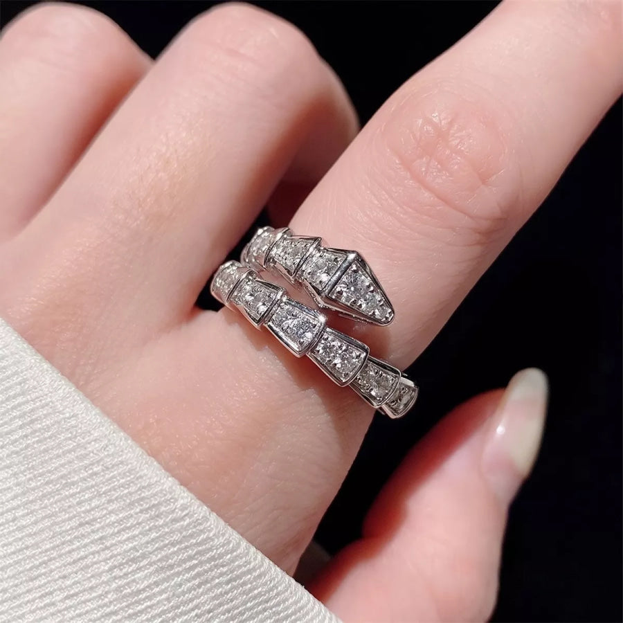 Alloy Zircon Bypass Ring Silver / onesize Apparel and Accessories