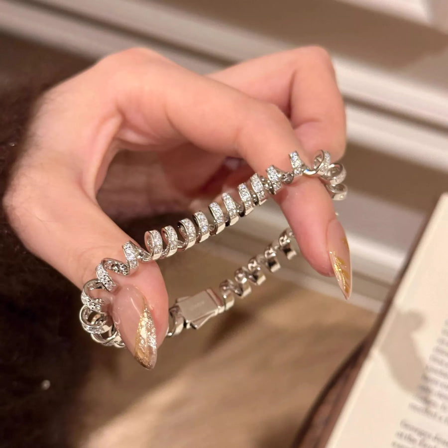 Alloy Zircon Silver-Plated Coil Bracelet Silver / One Size Apparel and Accessories