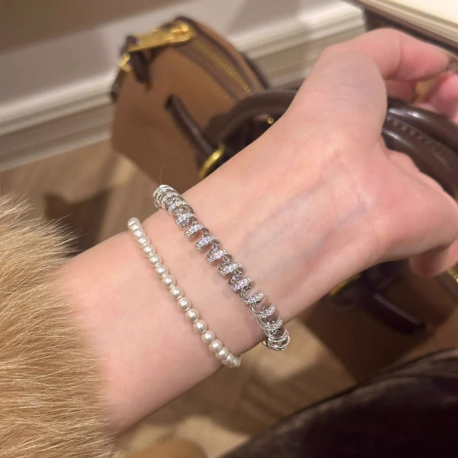 Alloy Zircon Silver-Plated Coil Bracelet Silver / One Size Apparel and Accessories