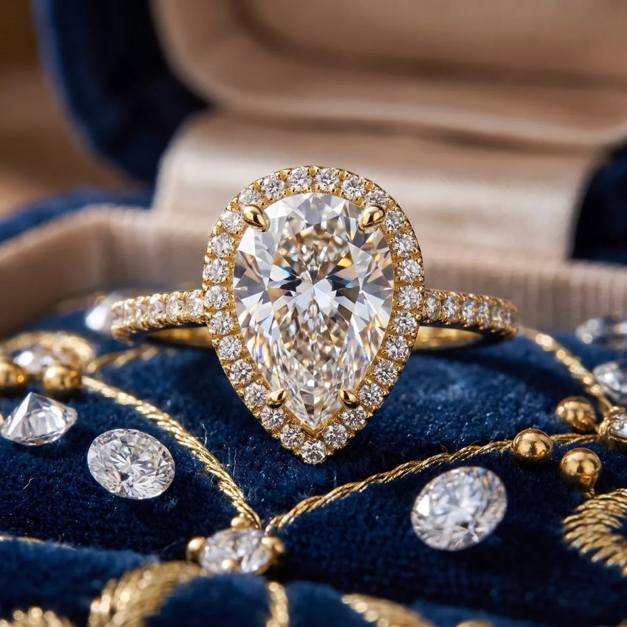 Alloy Zircon Teardrop Ring Gold / onesize Apparel and Accessories