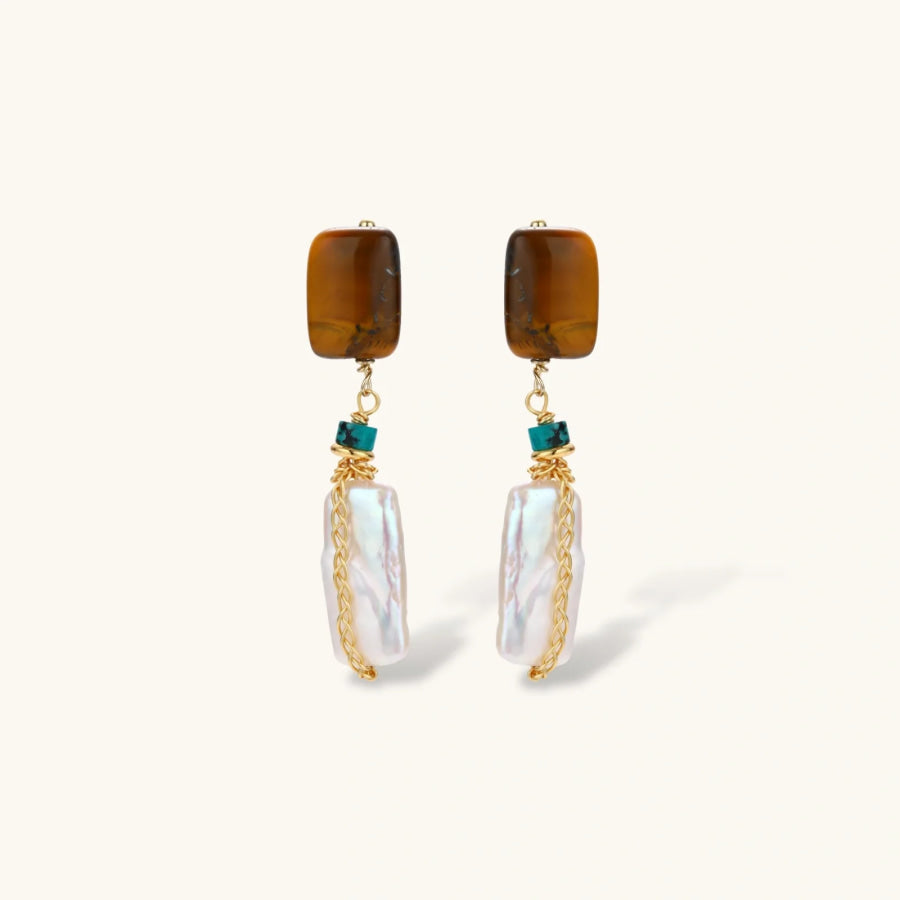Amber Baroque Pearl Drops by Sandee Rain Boutique Earrings
