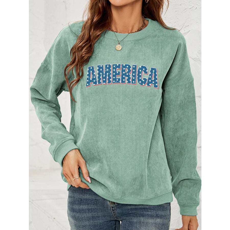 AMERICA Graphic Dropped Shoulder Sweatshirt