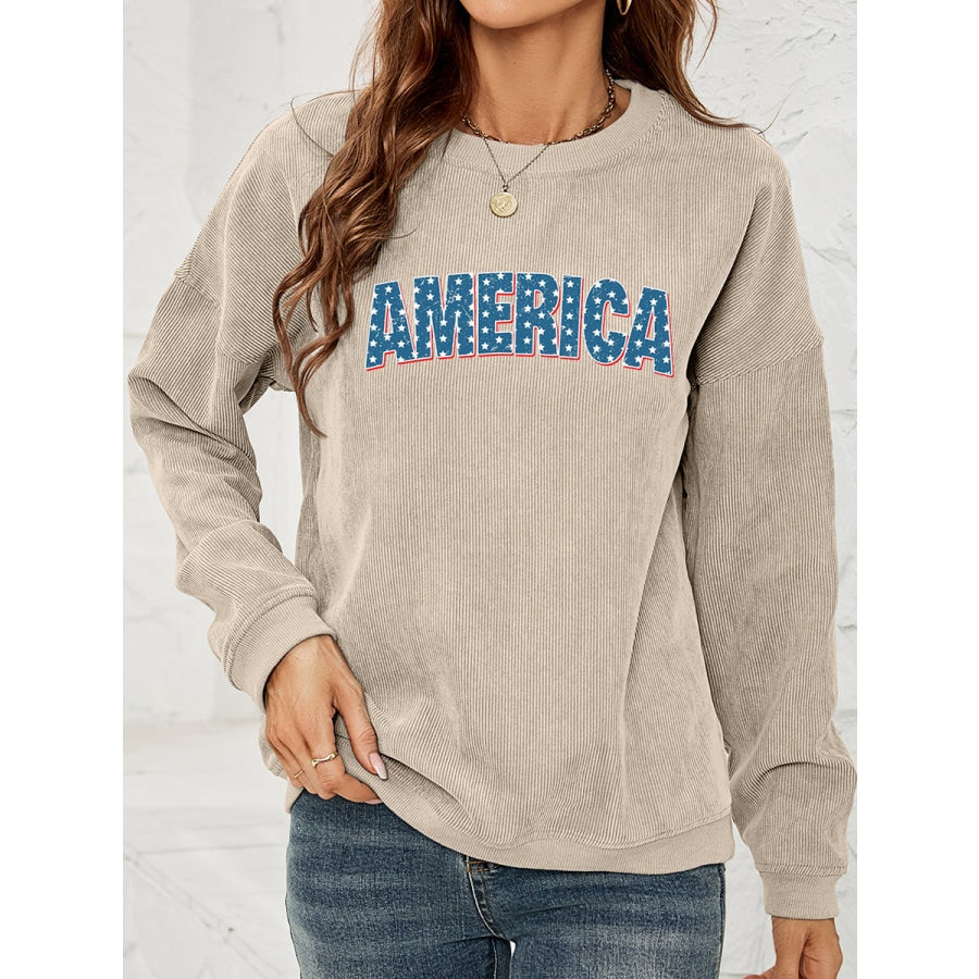 AMERICA Graphic Dropped Shoulder Sweatshirt