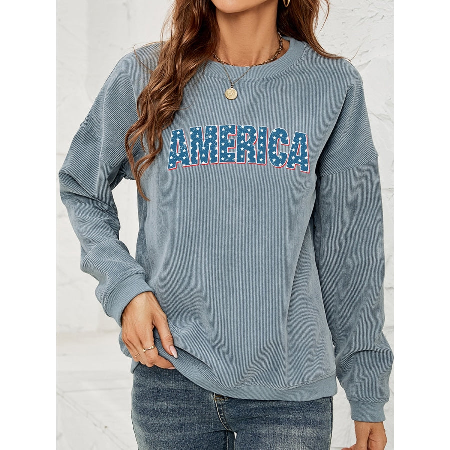 AMERICA Graphic Dropped Shoulder Sweatshirt