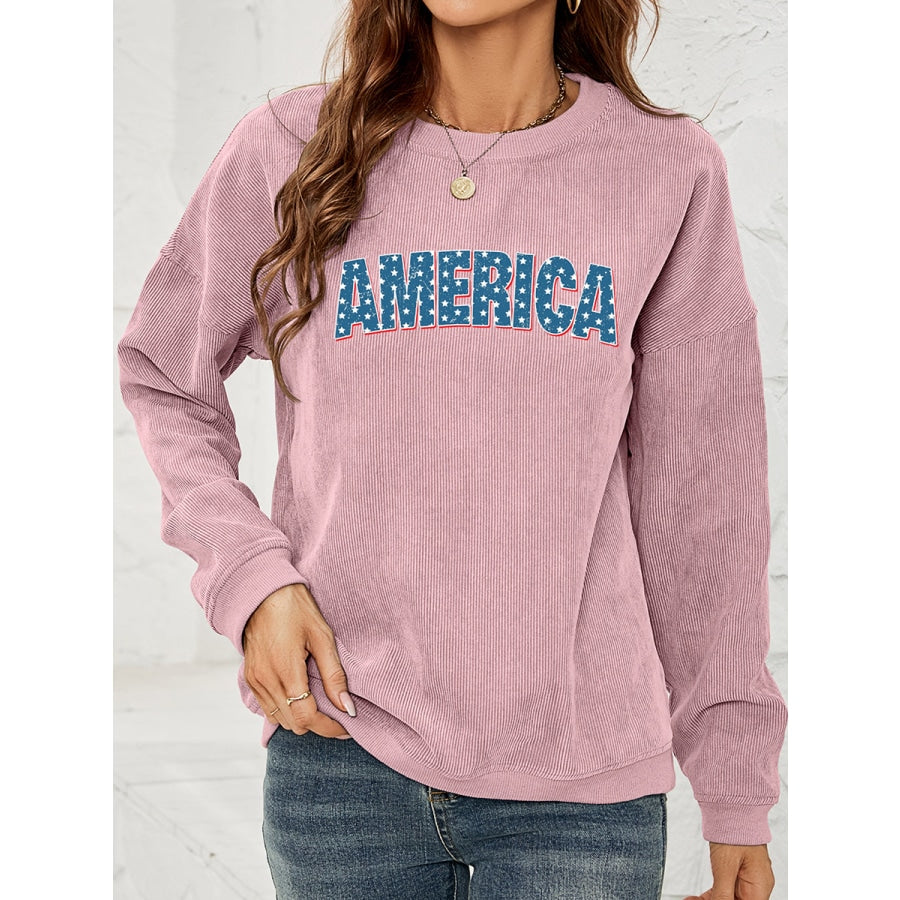 AMERICA Graphic Dropped Shoulder Sweatshirt