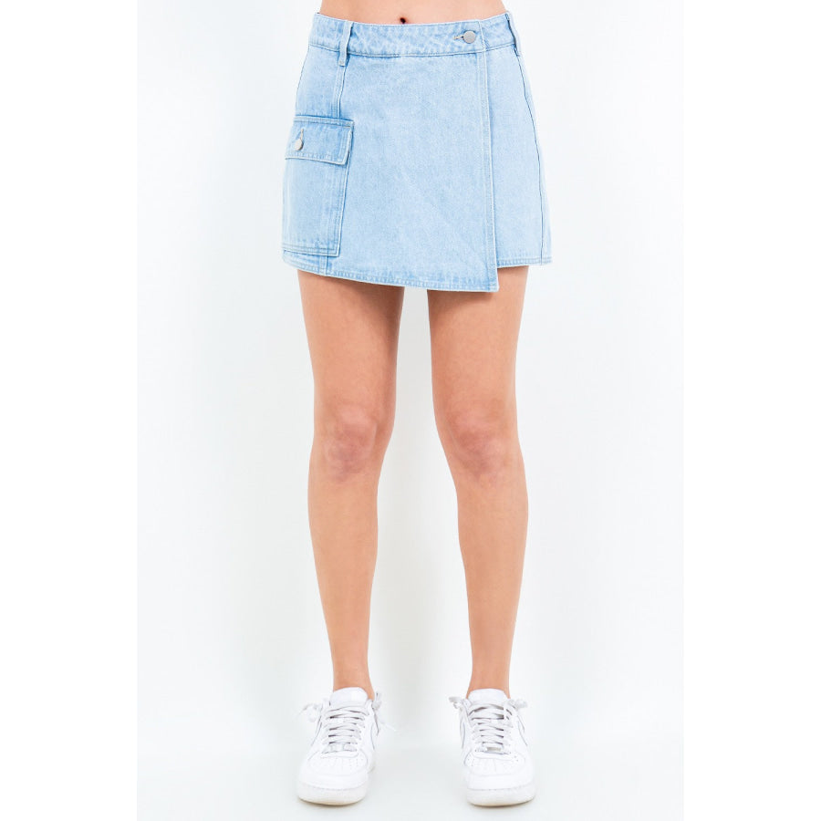 American Bazi Cargo Pocket Mini Skort LT Blue / S Apparel and Accessories