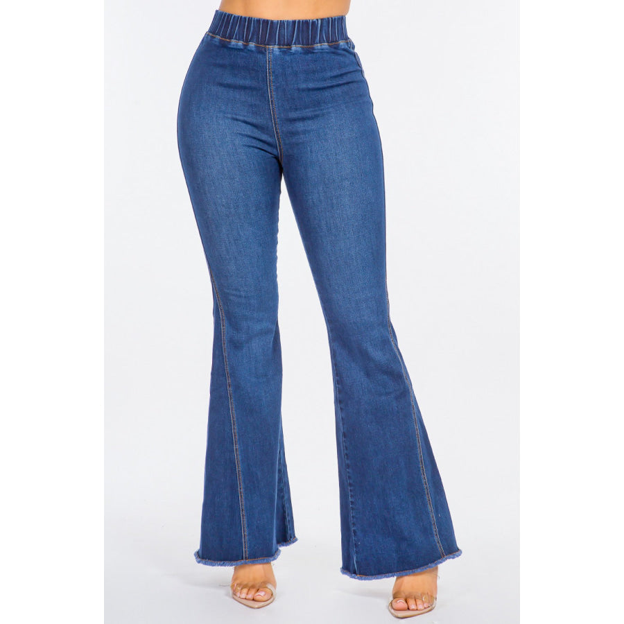 American Bazi High Waist Curvy Flare Jeans DK Blue / S Apparel and Accessories