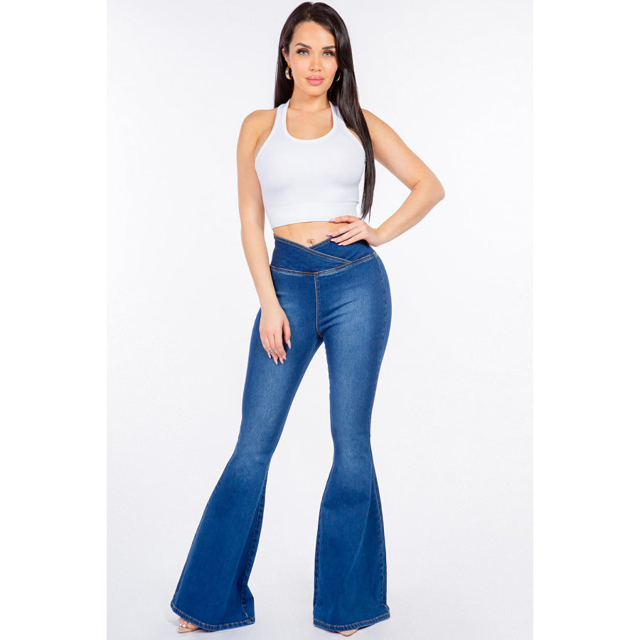 American Bazi High Waist Pull On Flare Jeans Apparel and Accessories