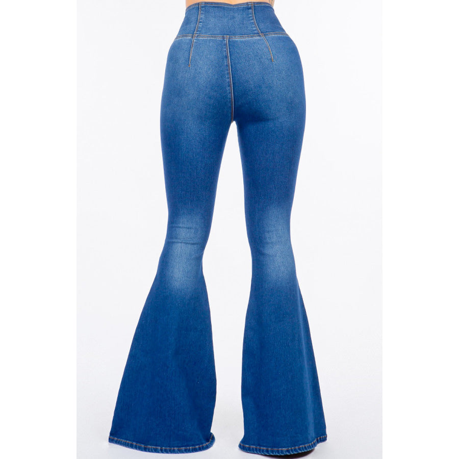 American Bazi High Waist Pull On Flare Jeans Apparel and Accessories