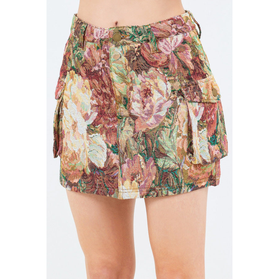 American Bazi Jacquard Weave Cargo Pocket Skirt Apparel and Accessories