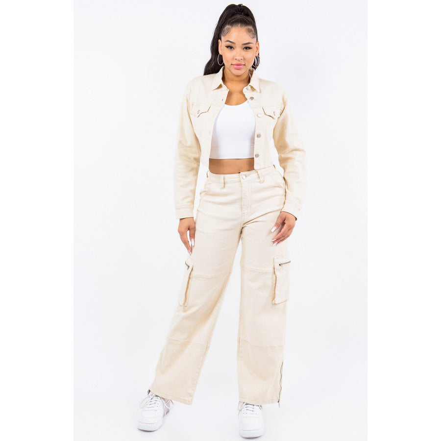 American Bazi Laced Back Cropped Jacket Apparel and Accessories