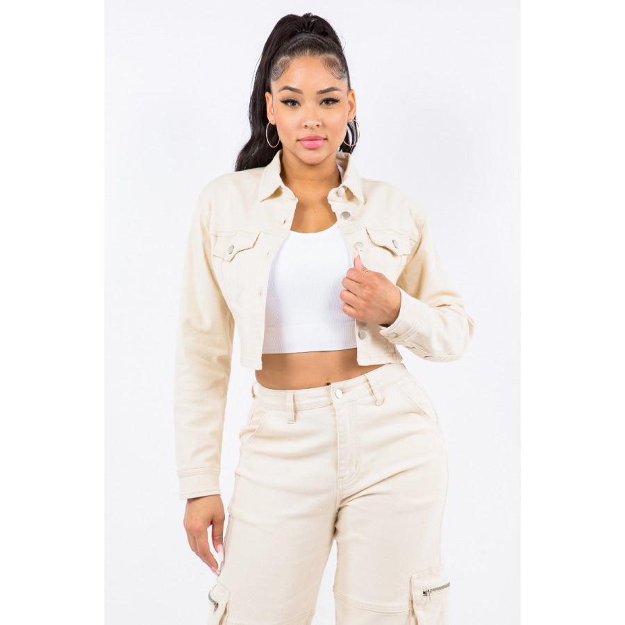 American Bazi Laced Back Cropped Jacket Ivory / S Apparel and Accessories