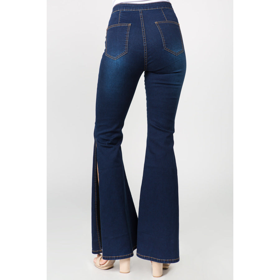 American Bazi Side Slit Flare Jeans Apparel and Accessories