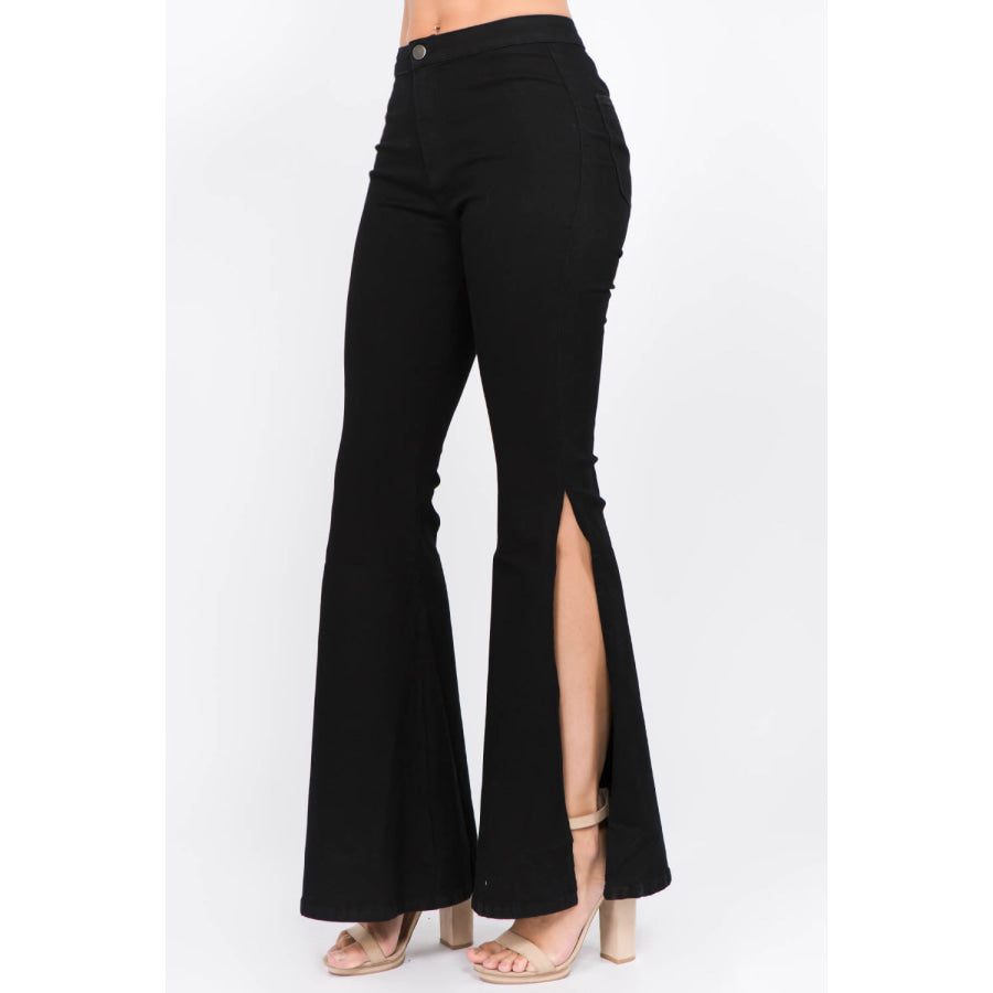 American Bazi Side Slit Flare Jeans Apparel and Accessories