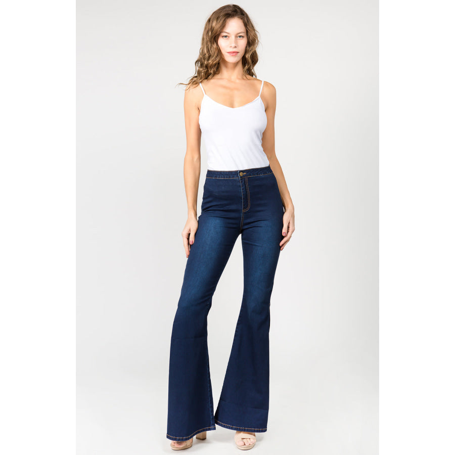 American Bazi Side Slit Flare Jeans Apparel and Accessories