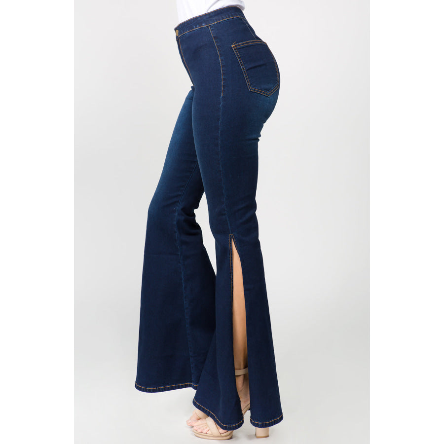 American Bazi Side Slit Flare Jeans Apparel and Accessories