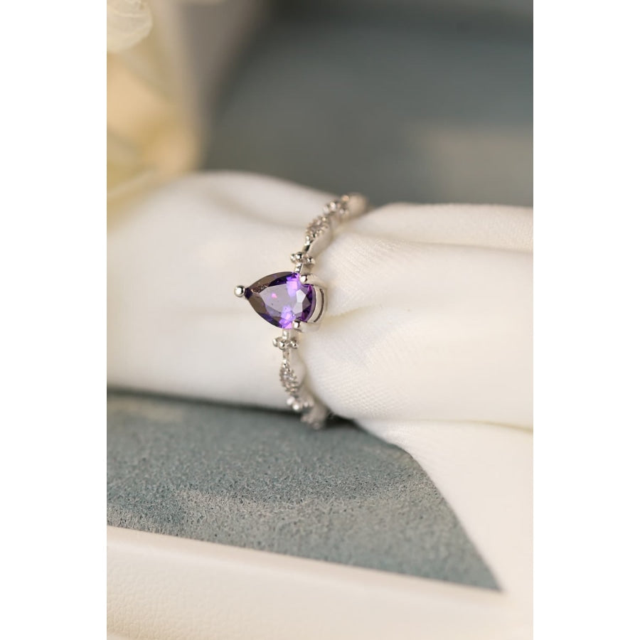 Amethyst 925 Sterling Silver Ring Violet / 5