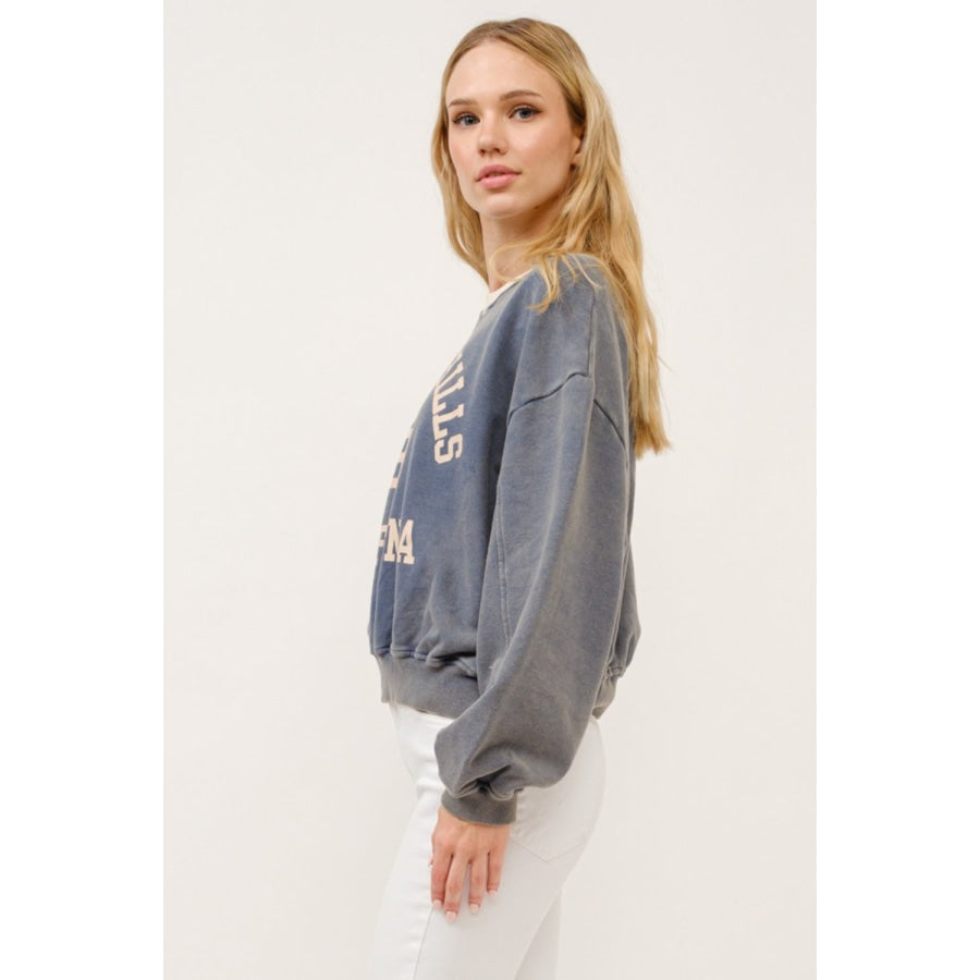 And The Why BEVERLY HILLS 92 CALIFORNIA Contrast Crop Sweatshirt Apparel and Accessories