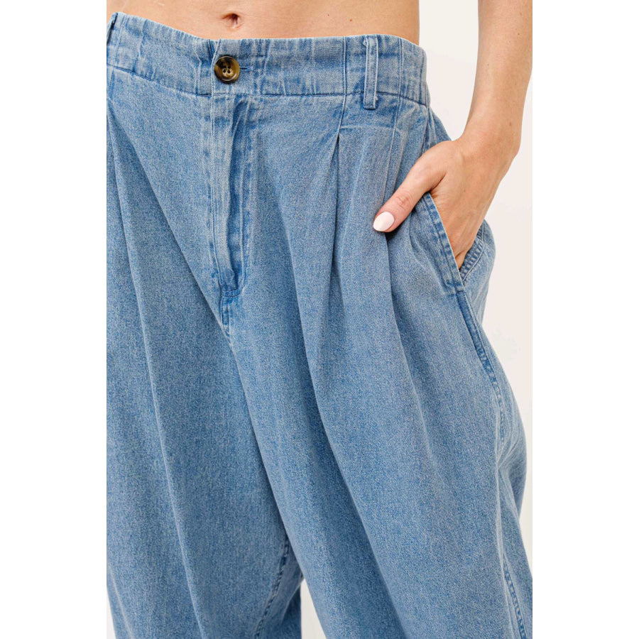 And The Why Elastic Back Pleated Baggy Jeans Apparel and Accessories