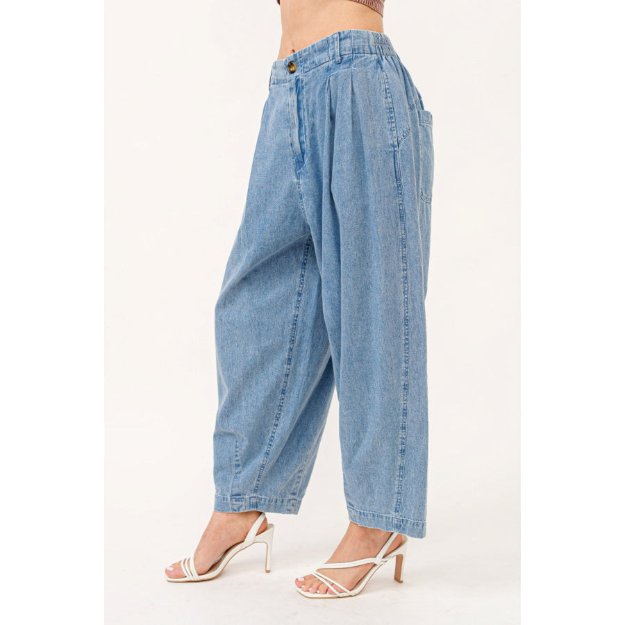 And The Why Elastic Back Pleated Baggy Jeans Apparel and Accessories