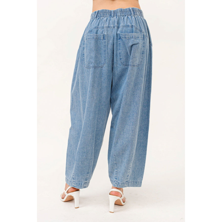 And The Why Elastic Back Pleated Baggy Jeans Apparel and Accessories