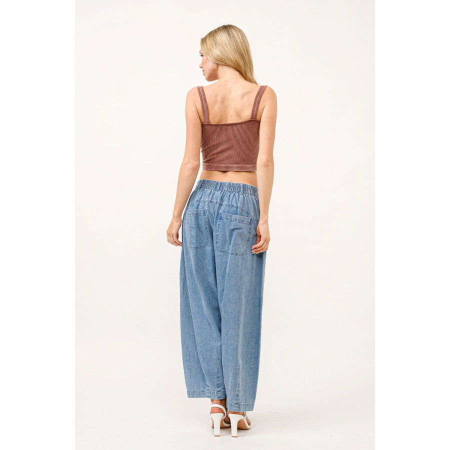 And The Why Elastic Back Pleated Baggy Jeans Apparel and Accessories