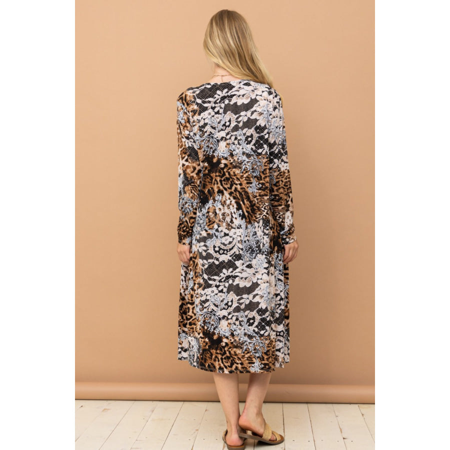 And The Why Leopard Kimono Open Front Longline Cardigan Apparel and Accessories