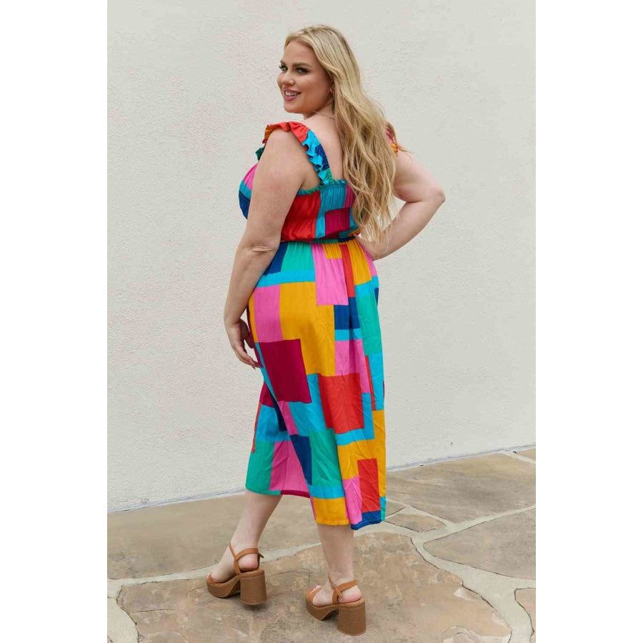 And The Why Multicolored Square Print Summer Dress Multi / S Clothing