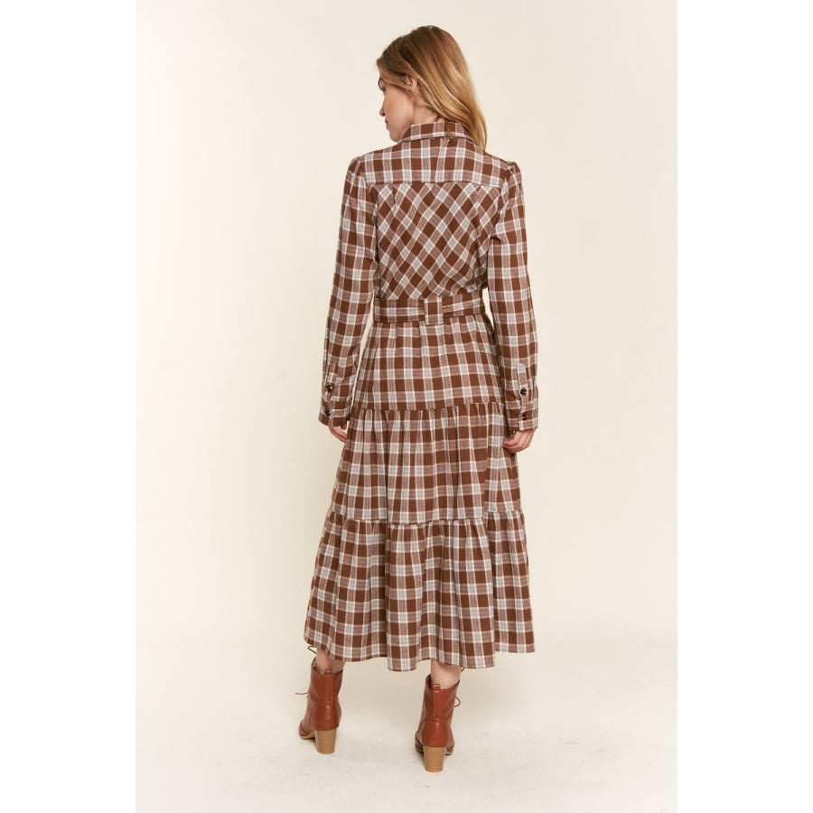 And the Why Plaid Tiered Midi Shirt Dress Apparel and Accessories