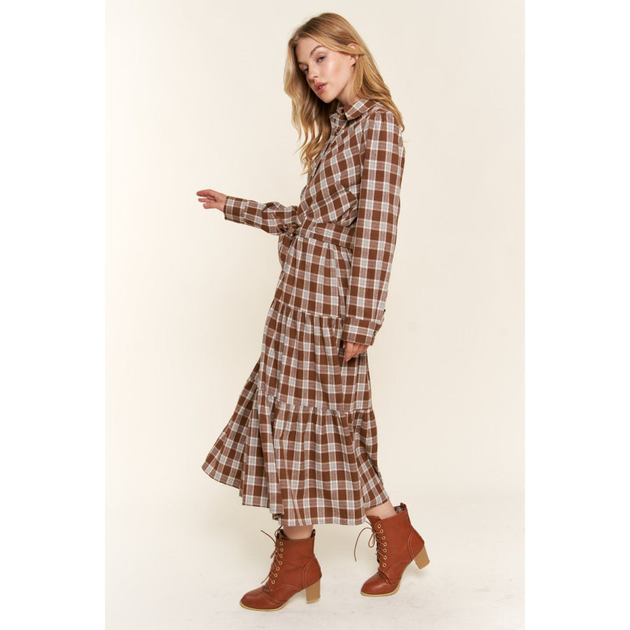 And the Why Plaid Tiered Midi Shirt Dress Apparel and Accessories