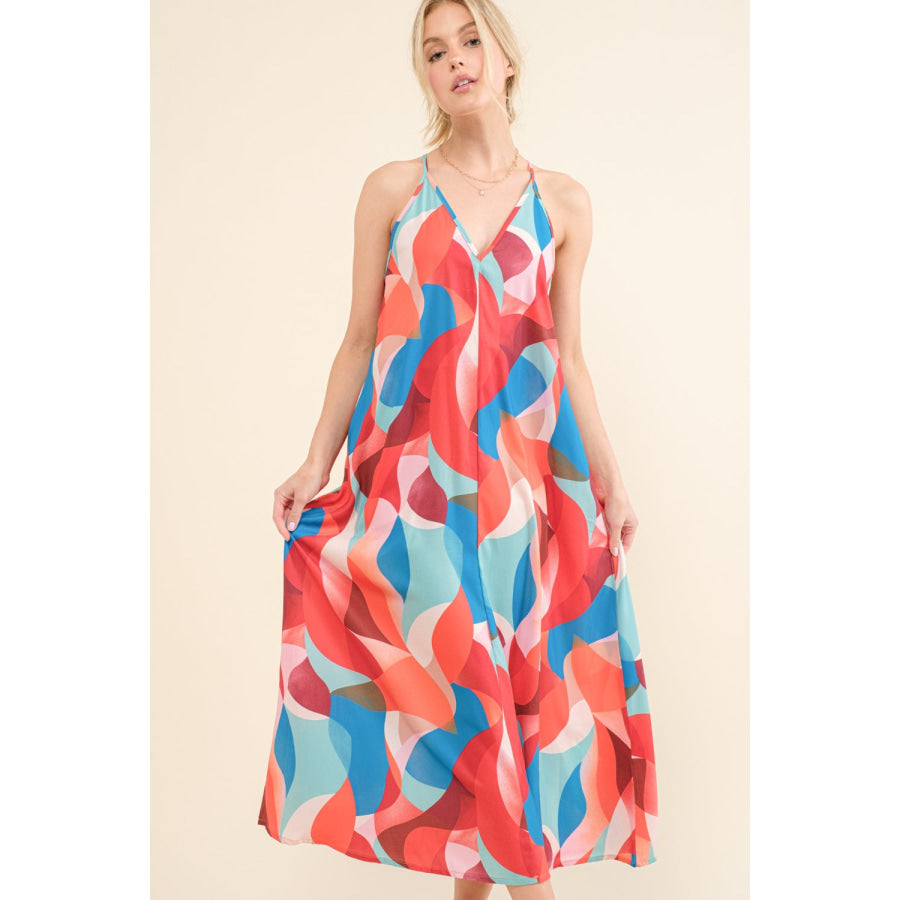 And the Why Printed Crisscross Back Cami Dress Apparel Accessories