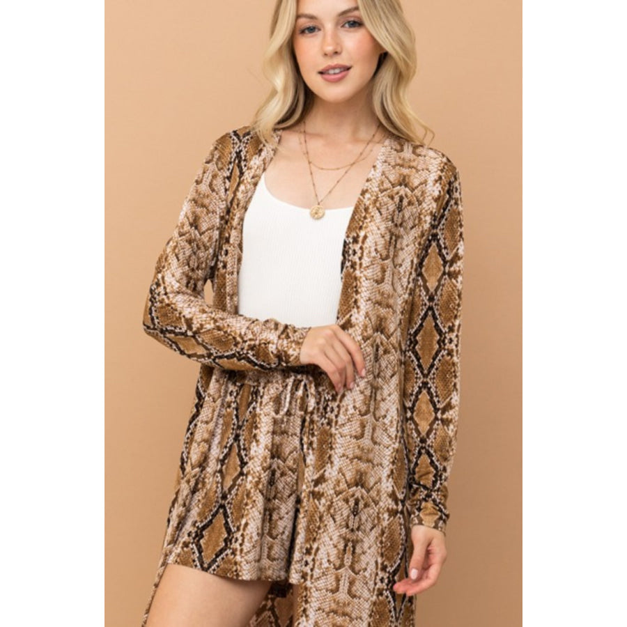 And The Why Snake Print Kimono Open Front Longline Cardigan Apparel and Accessories