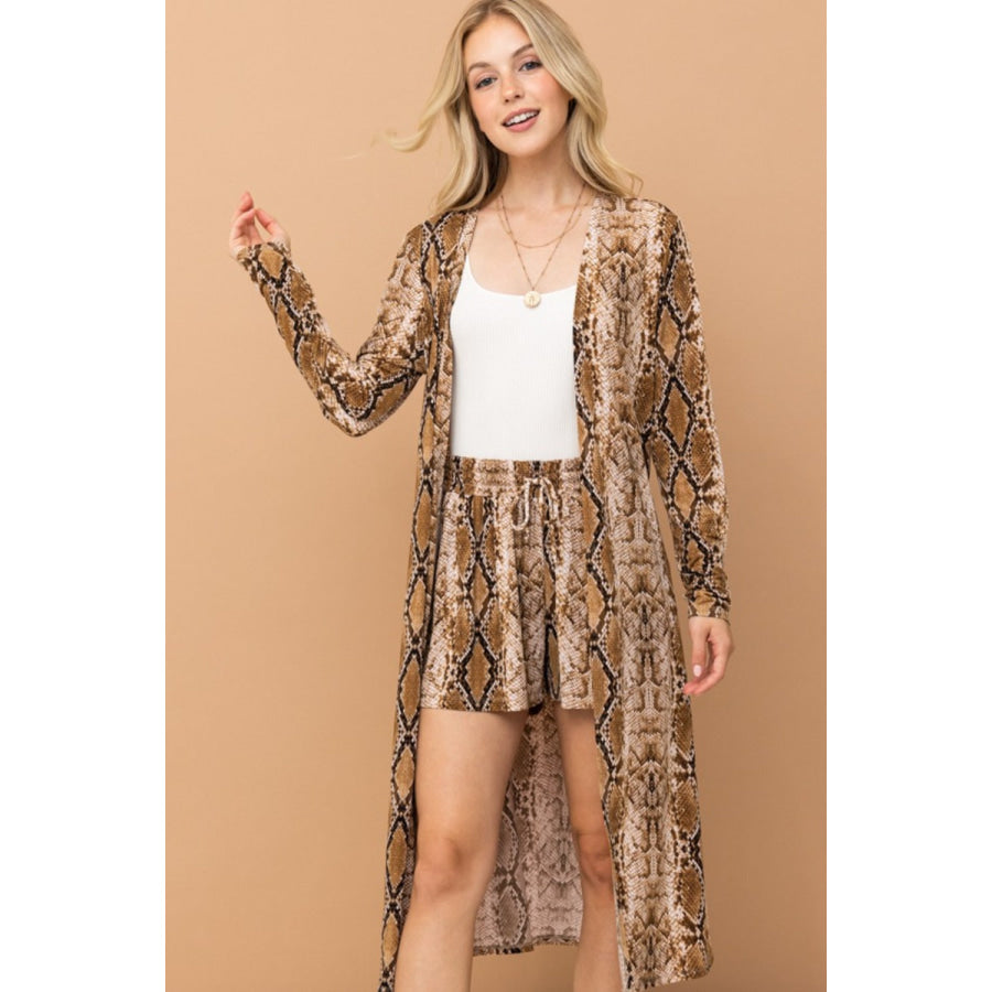 And The Why Snake Print Kimono Open Front Longline Cardigan Apparel and Accessories