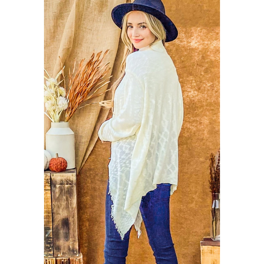 And The Why Textured Knit Fringe Hem Cardigan Apparel and Accessories