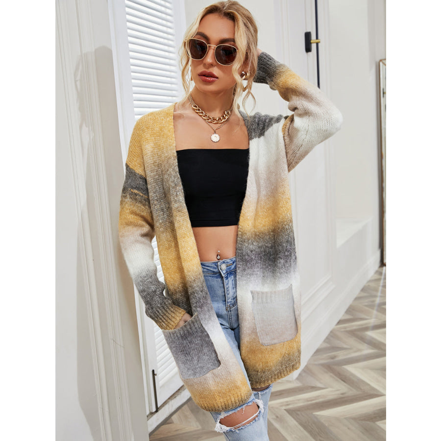 Angel Wings Full Size Pocketed Open Front Gradient Cardigan Apparel and Accessories