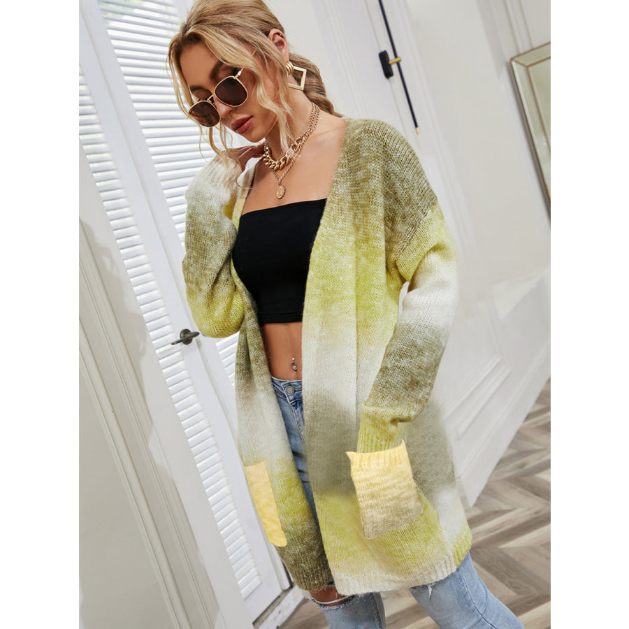 Angel Wings Full Size Pocketed Open Front Gradient Cardigan Apparel and Accessories