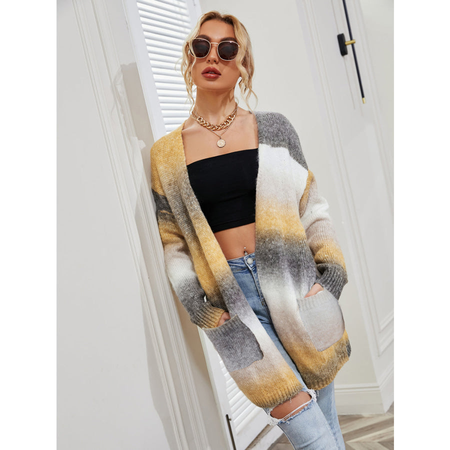 Angel Wings Full Size Pocketed Open Front Gradient Cardigan Apparel and Accessories