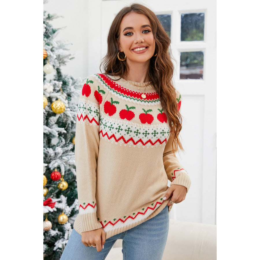 Angel Wings Graphic Round Neck Long Sleeve Sweater Apparel and Accessories