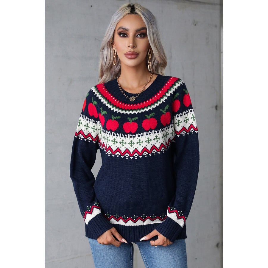 Angel Wings Graphic Round Neck Long Sleeve Sweater Apparel and Accessories