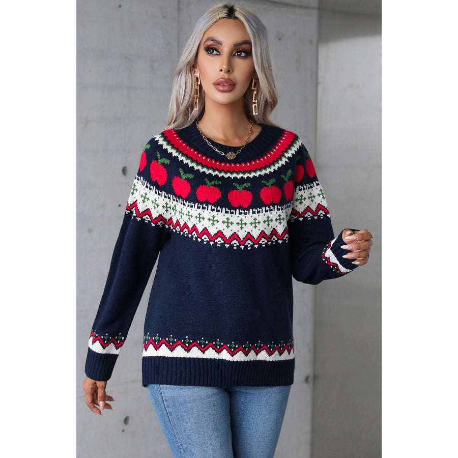 Angel Wings Graphic Round Neck Long Sleeve Sweater Apparel and Accessories