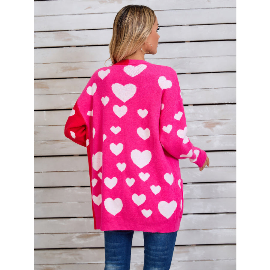 Angel Wings Heart Open Front Long Sleeve Cardigan Apparel and Accessories